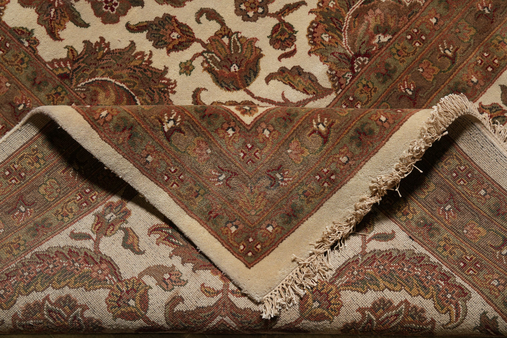 12 x 15.9 Quality Ivory Wool Handmade Jaipur Rug #PIX-5662