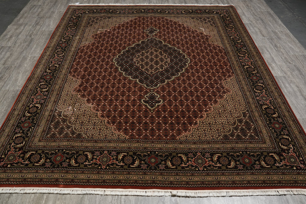 8 x 10 High Quality Woo Silk Hand-Knotted Rug Tabriz Mahi Pom Roby #F-3085