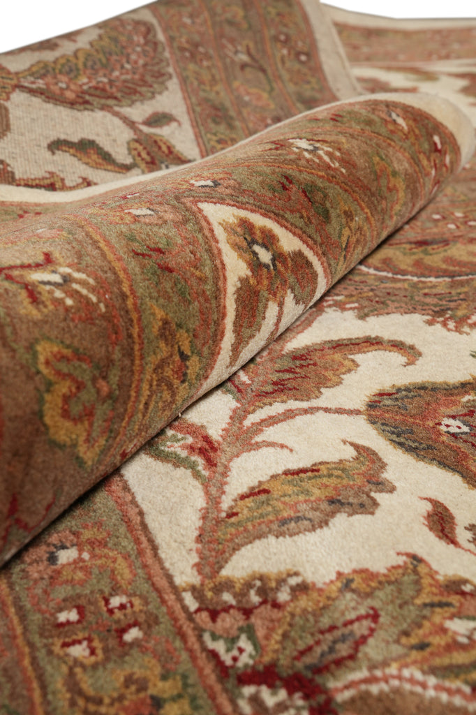12 x 15.9 Quality Ivory Wool Handmade Jaipur Rug #PIX-5662