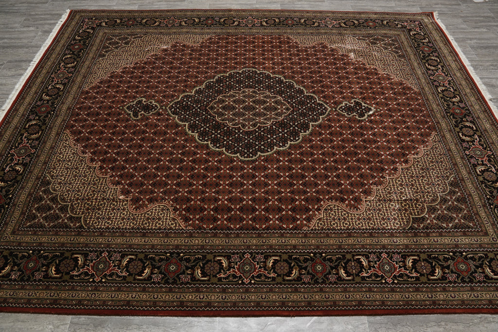 8 x 10 High Quality Woo Silk Hand-Knotted Rug Tabriz Mahi Pom Roby #F-3085