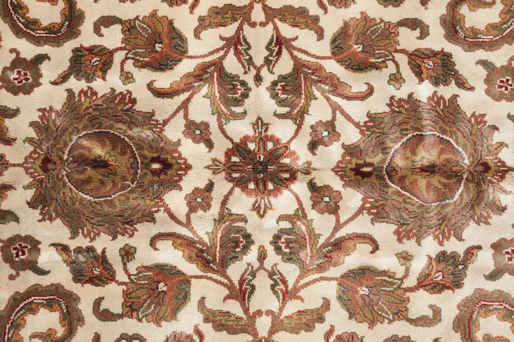 12 x 15.9 Quality Ivory Wool Handmade Jaipur Rug #PIX-5662