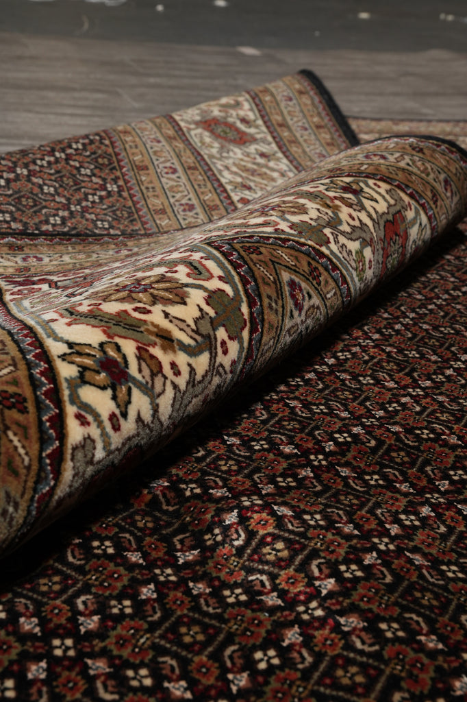 8.3 x 11.5 High Quality Wool and Silk Mahi Tabriz All Over Herati Hand-Knotted Rug Black #PIX-802-30