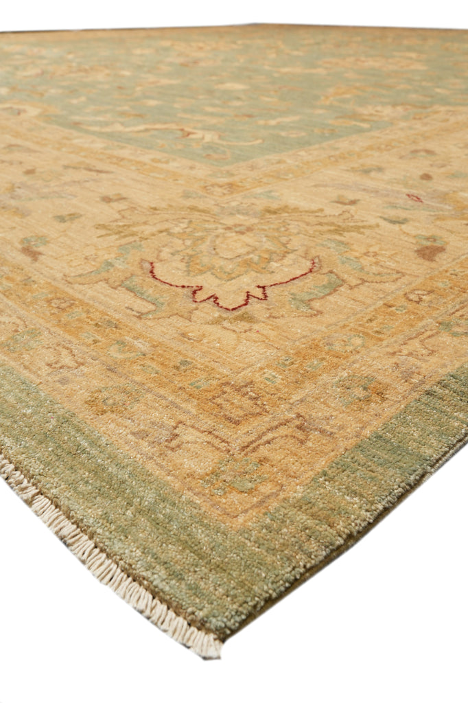 13.11 x 16.1 Chobi Peshawar Rug Light Green Gold #PIX-15451