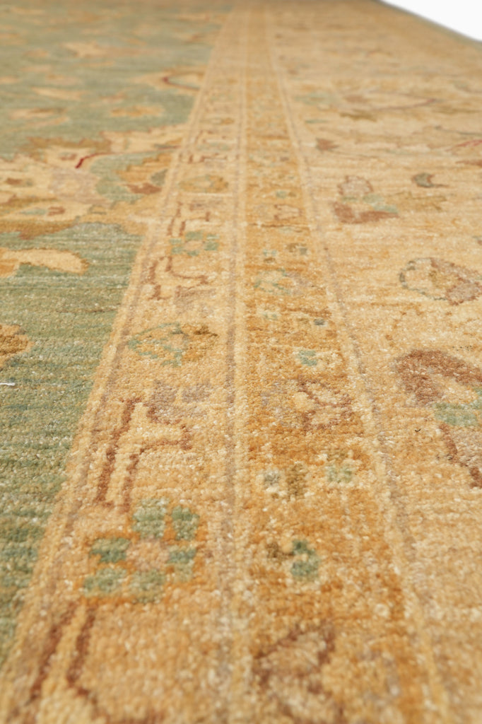 13.11 x 16.1 Chobi Peshawar Rug Light Green Gold #PIX-15451