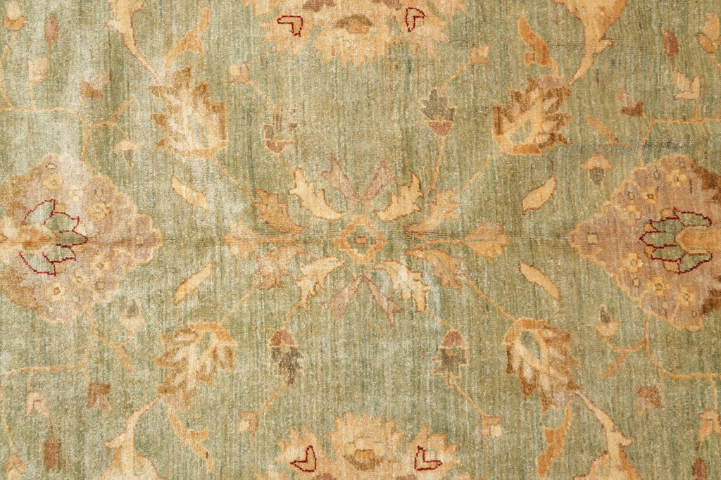 13.11 x 16.1 Chobi Peshawar Rug Light Green Gold #PIX-15451