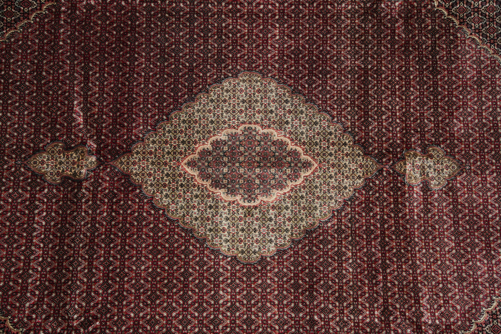 10 x 13 Premium Quality Hand-Knotted Traditional Wool Silk Mahi Tabriz Rug #PIX-10244
