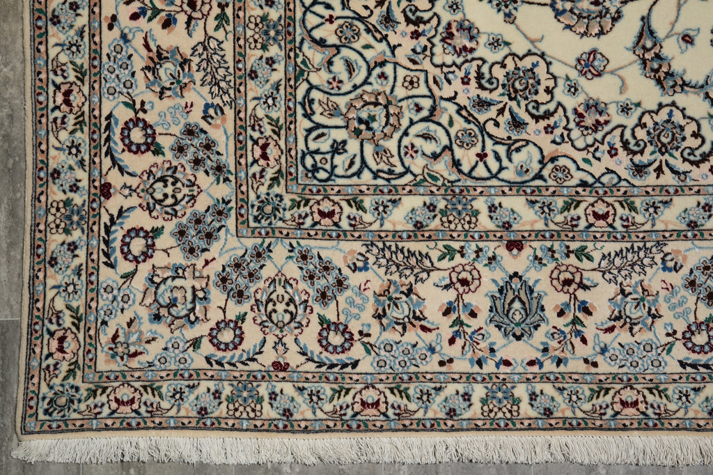 6.5 x 9.6 Stunning Authentic Persian Nain Rug Wool and Silk 500KPSI #PIX-26310