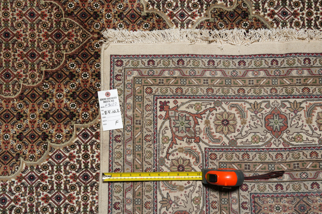 8.4 x 10 Premium Quality Wool and Silk Handmade India Tabriz Mahi Rug EARTH TONE #F-3087