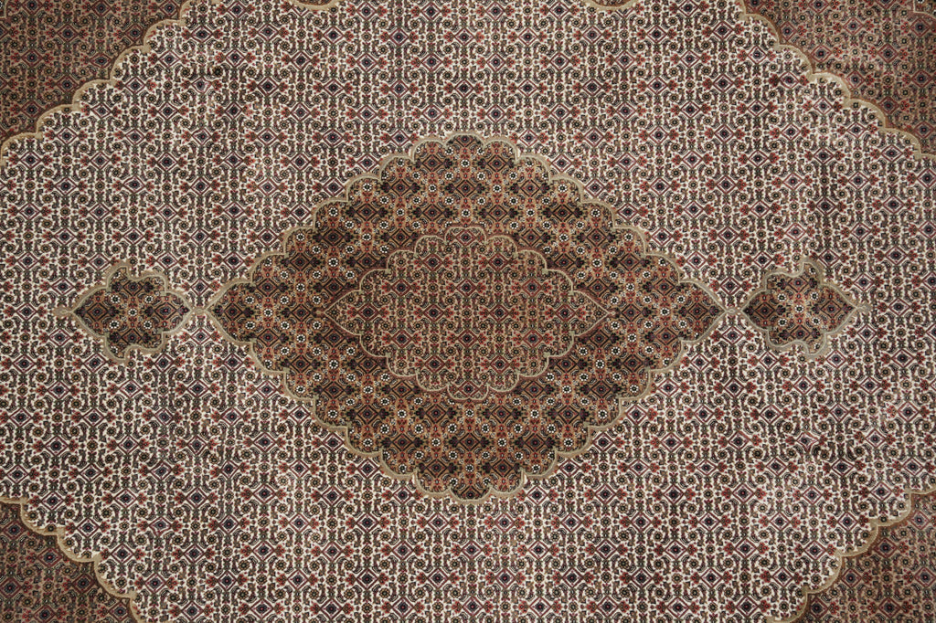 8.4 x 10 Premium Quality Wool and Silk Handmade India Tabriz Mahi Rug EARTH TONE #F-3087