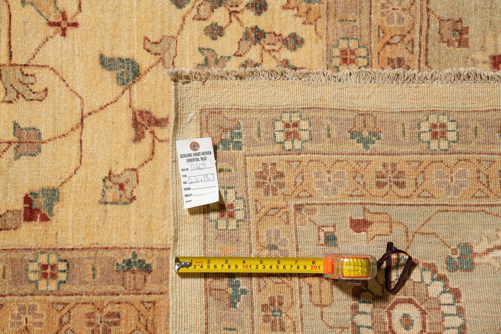 12.2 x 18.3 Decorative Handmade Chobi Peshawar Zigler Rug Light Beige Green #PIX-11609