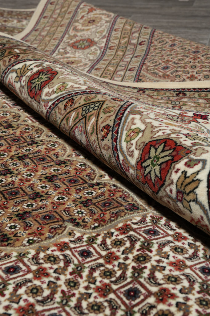 8.4 x 10 Premium Quality Wool and Silk Handmade India Tabriz Mahi Rug EARTH TONE #F-3087