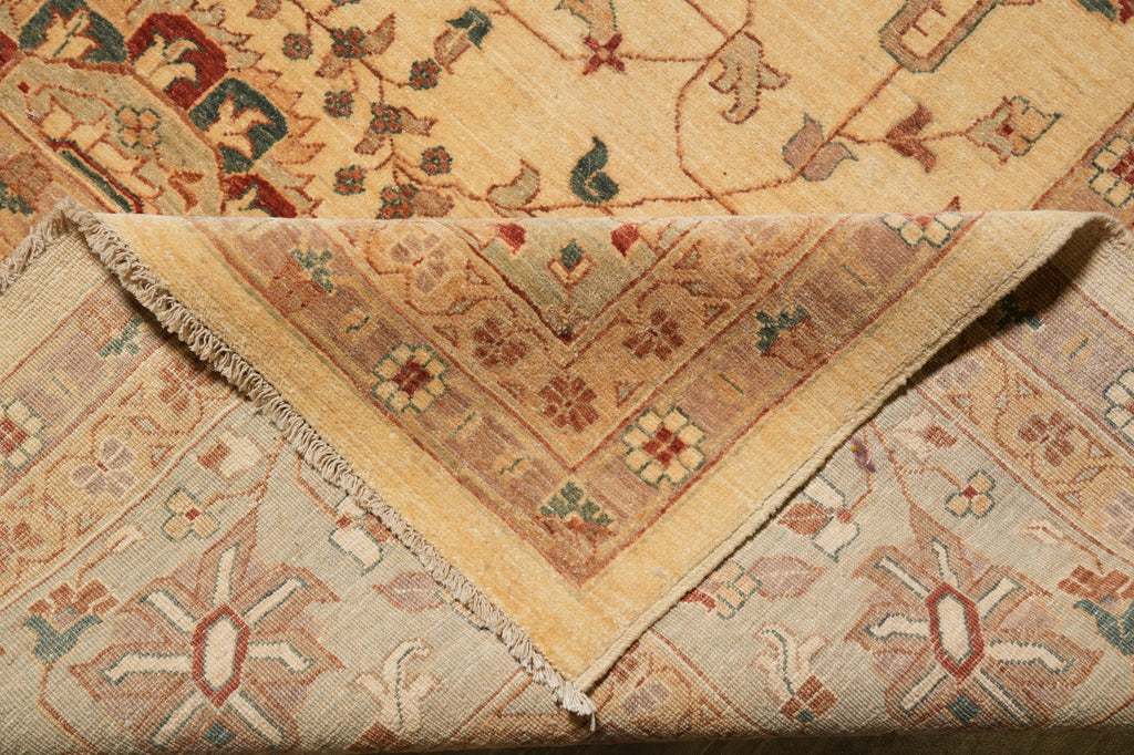 12.2 x 18.3 Decorative Handmade Chobi Peshawar Zigler Rug Light Beige Green #PIX-11609