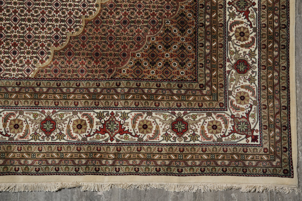 8.4 x 10 Premium Quality Wool and Silk Handmade India Tabriz Mahi Rug EARTH TONE #F-3087