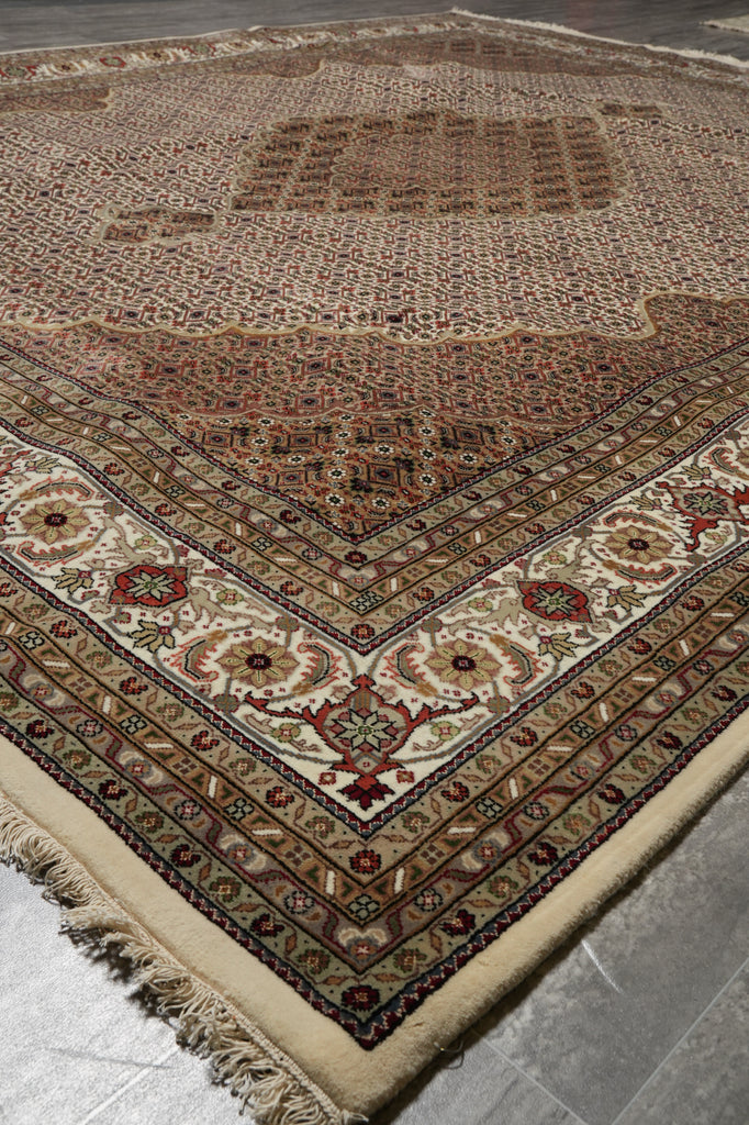 8.4 x 10 Premium Quality Wool and Silk Handmade India Tabriz Mahi Rug EARTH TONE #F-3087