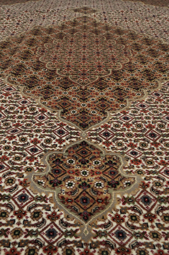 8.4 x 10 Premium Quality Wool and Silk Handmade India Tabriz Mahi Rug EARTH TONE #F-3087