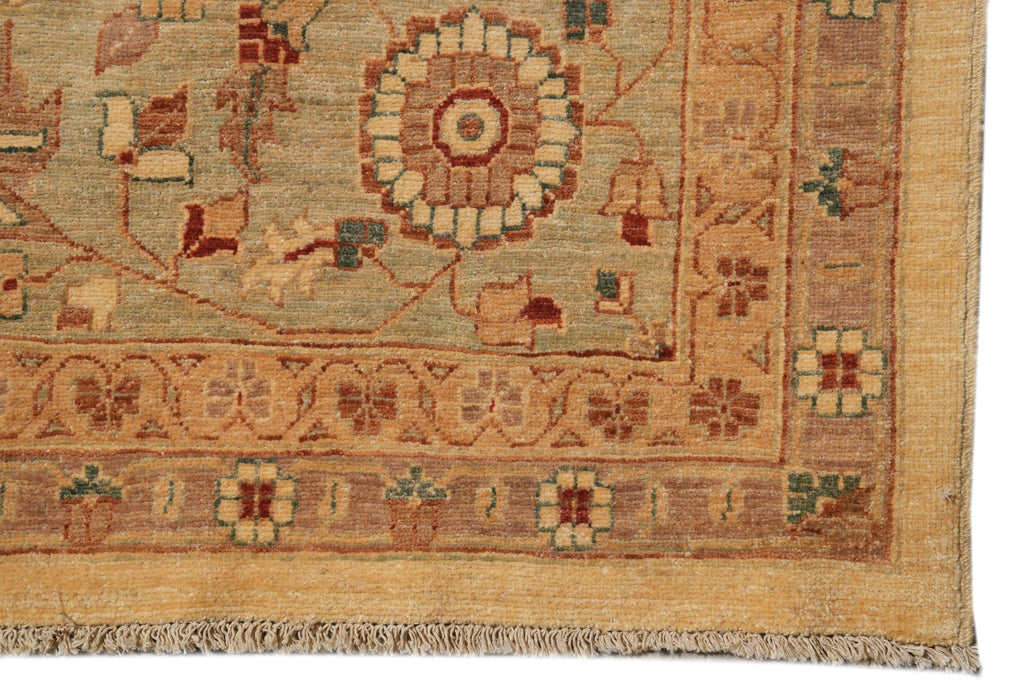 12.2 x 18.3 Decorative Handmade Chobi Peshawar Zigler Rug Light Beige Green #PIX-11609