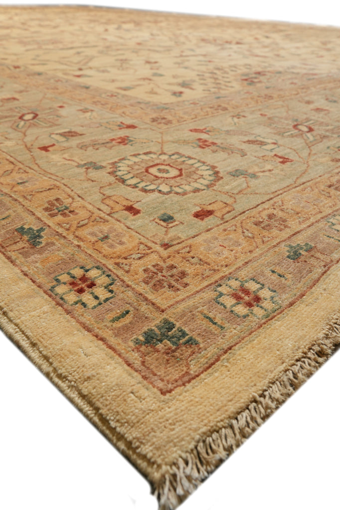 12.2 x 18.3 Decorative Handmade Chobi Peshawar Zigler Rug Light Beige Green #PIX-11609