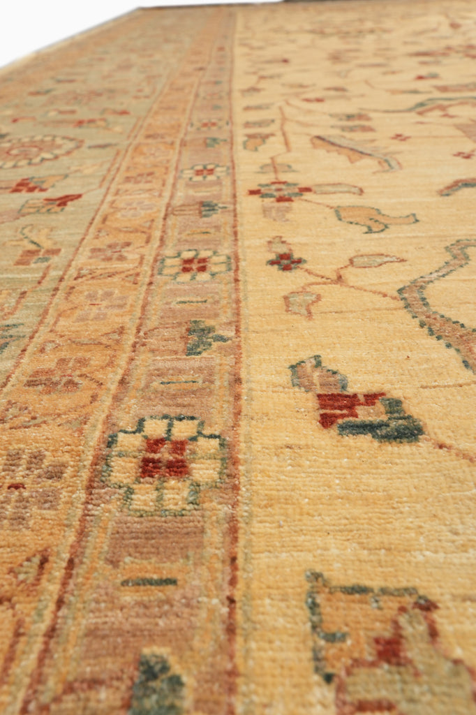 12.2 x 18.3 Decorative Handmade Chobi Peshawar Zigler Rug Light Beige Green #PIX-11609