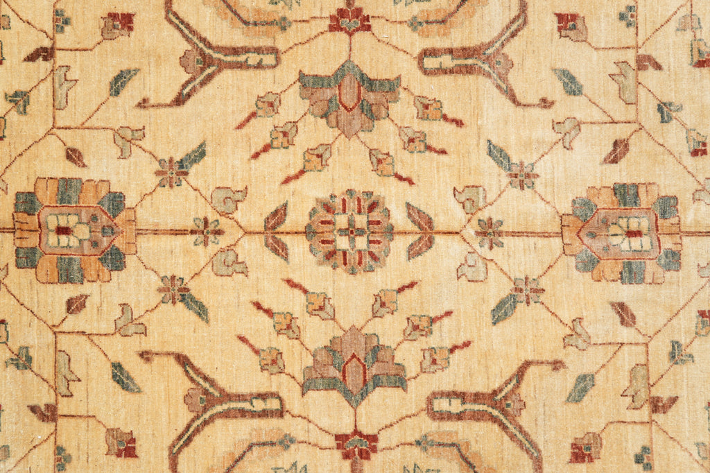 12.2 x 18.3 Decorative Handmade Chobi Peshawar Zigler Rug Light Beige Green #PIX-11609