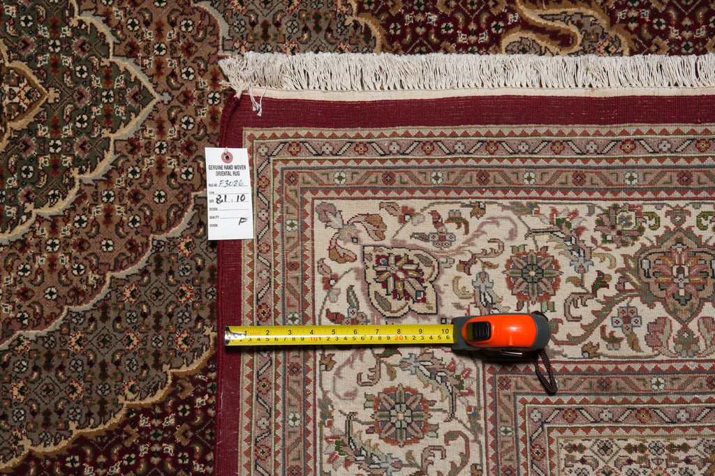 8 x 10 Hand-Knotted Traditional Wool and Silk Quality Handmade Rug MAHI TABRIZ HEATI #F-3086