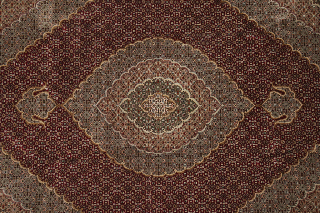 8 x 10 Hand-Knotted Traditional Wool and Silk Quality Handmade Rug MAHI TABRIZ HEATI #F-3086