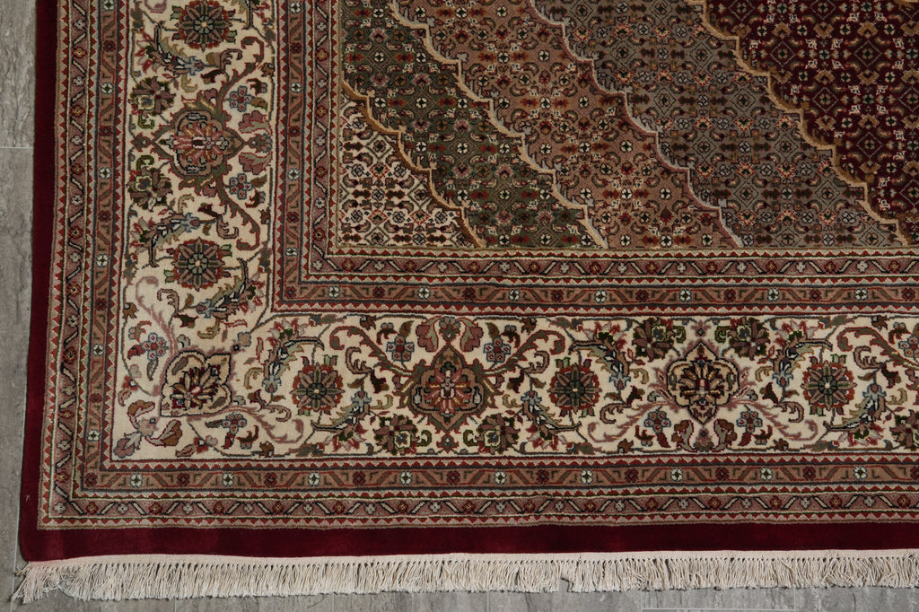8 x 10 Hand-Knotted Traditional Wool and Silk Quality Handmade Rug MAHI TABRIZ HEATI #F-3086