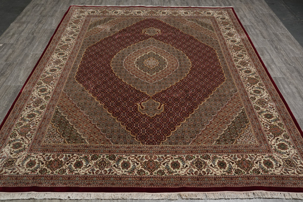 8 x 10 Hand-Knotted Traditional Wool and Silk Quality Handmade Rug MAHI TABRIZ HEATI #F-3086