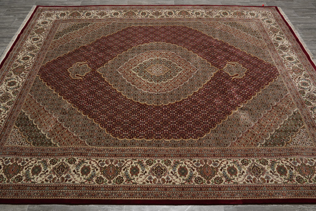 8 x 10 Hand-Knotted Traditional Wool and Silk Quality Handmade Rug MAHI TABRIZ HEATI #F-3086