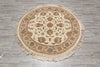 Load image into Gallery viewer, 4 x 4 Feet round Quality Handmade Wool and Silk Rug Ivory #F-4209