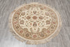 Load image into Gallery viewer, 4 x 4 Feet round Quality Handmade Wool and Silk Rug Ivory #F-4209