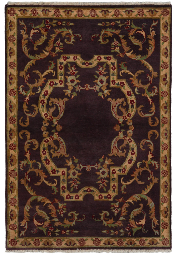 4 x 6.3 New Handmade Jaipur Rug Eggplant Purple #PIX-12501