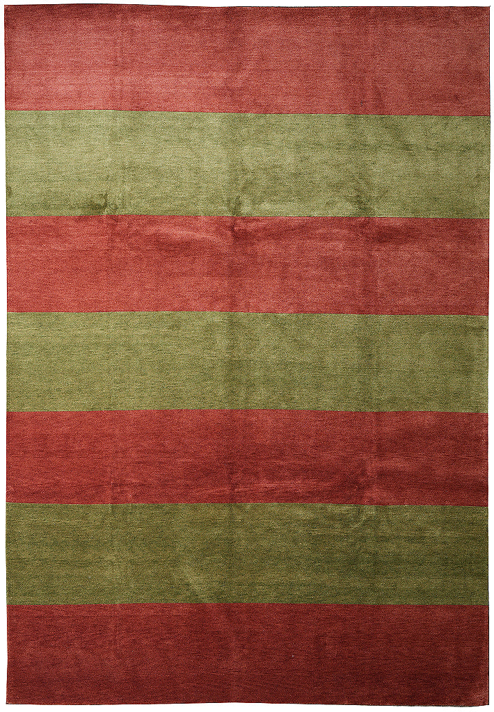9 x 12 Contemporary Handmade Wool Rug Rust Green #F-4140