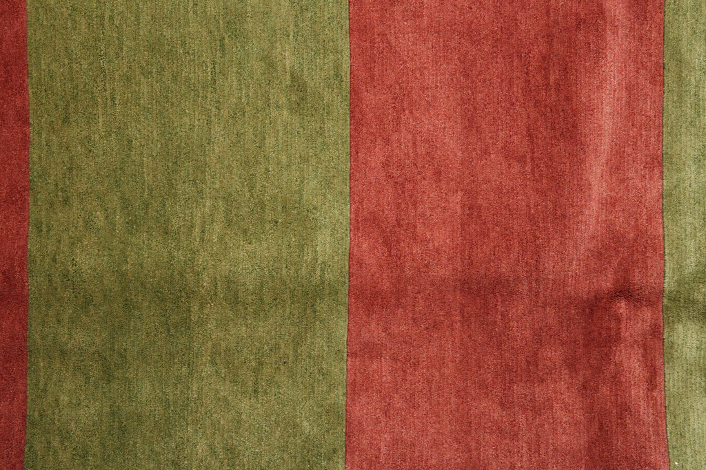 9 x 12 Contemporary Handmade Wool Rug Rust Green #F-4140