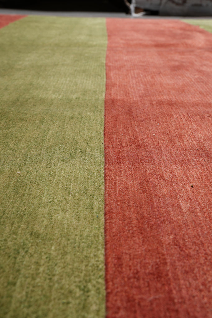 9 x 12 Contemporary Handmade Wool Rug Rust Green #F-4140