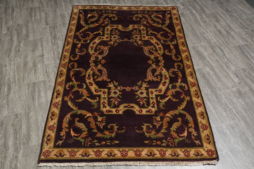 4 x 6.3 New Handmade Jaipur Rug Eggplant Purple #PIX-12501