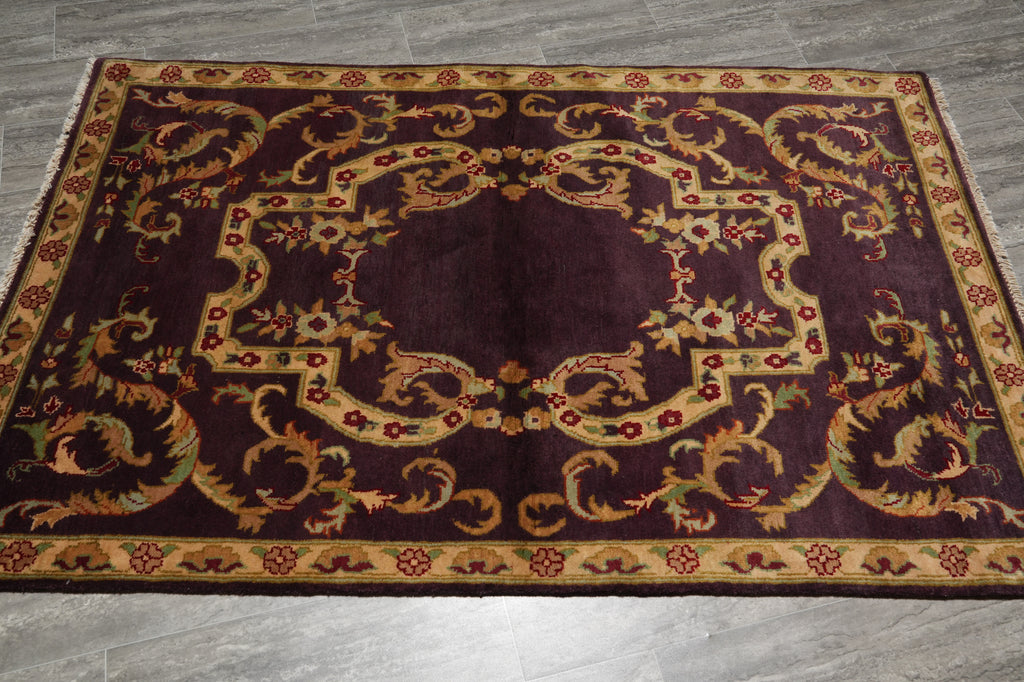 4 x 6.3 New Handmade Jaipur Rug Eggplant Purple #PIX-12501