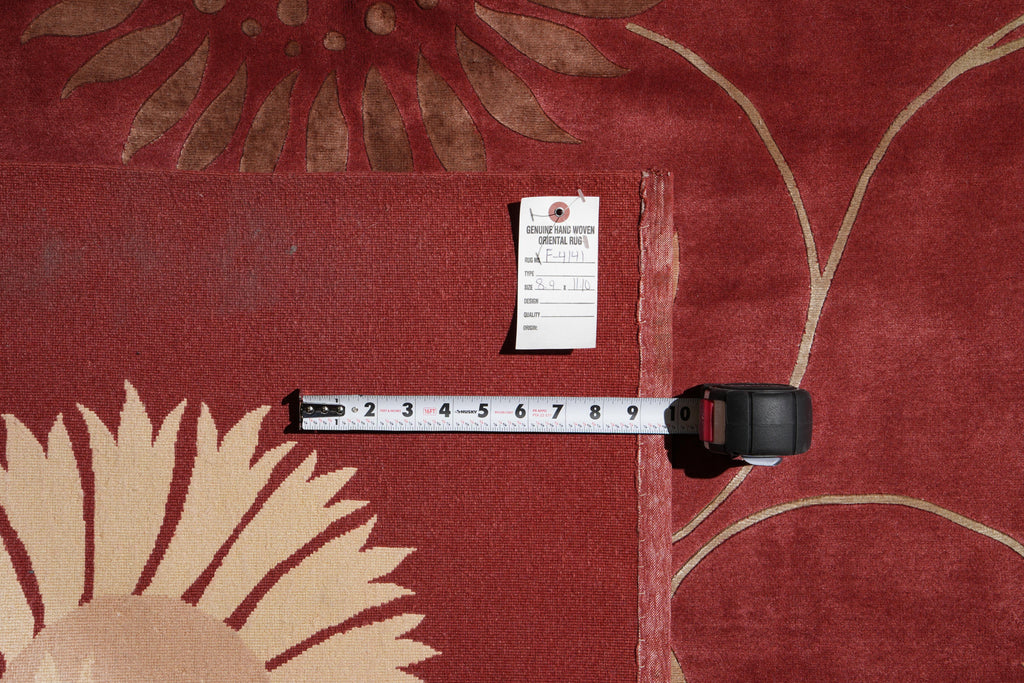 8.9 x 12 High Quality Wool and Silk Handmade Contemporary Rug #F-4141