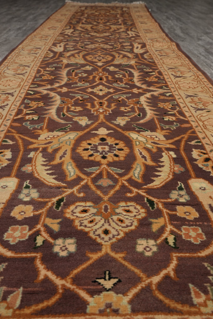 12 Feet Runner Chobi Peshawar Natural Wool Brown #S10-4486