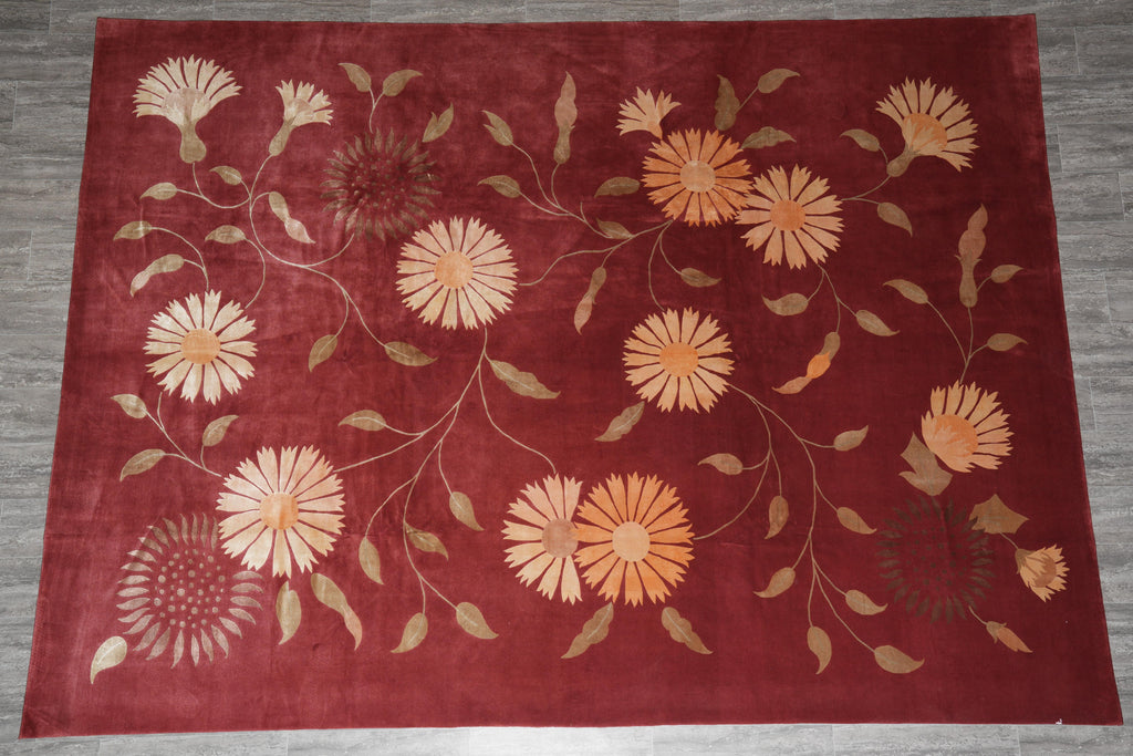 8.9 x 12 High Quality Wool and Silk Handmade Contemporary Rug #F-4141