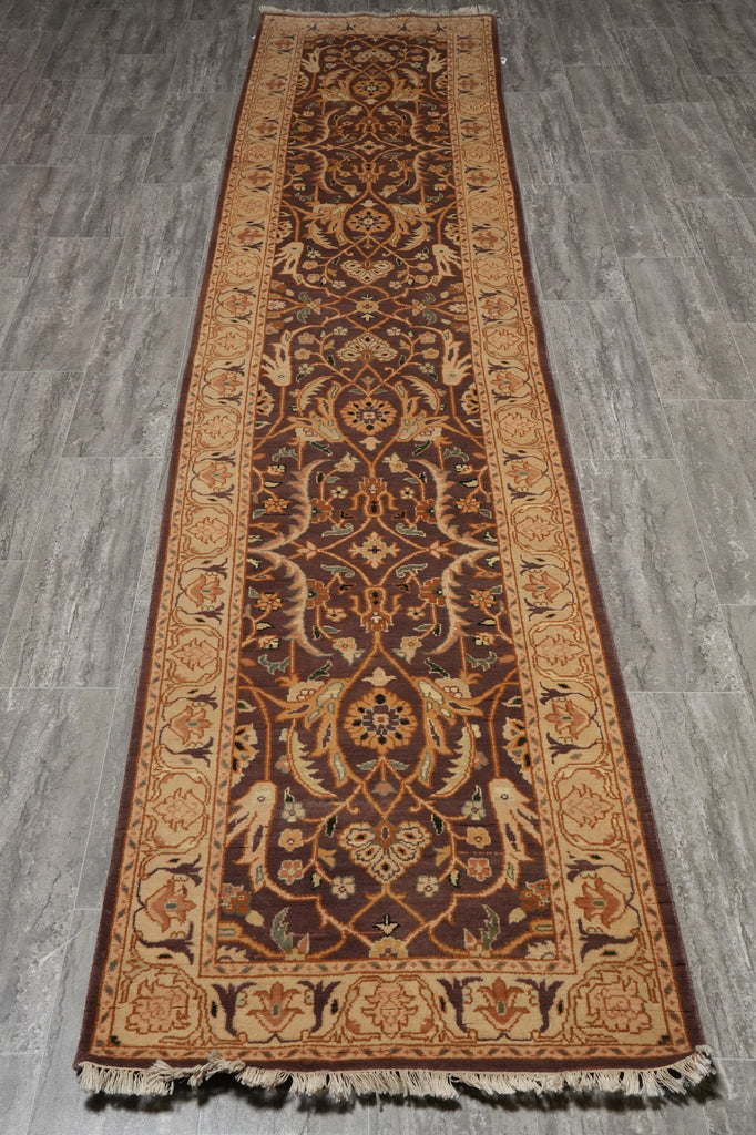 12 Feet Runner Chobi Peshawar Natural Wool Brown #S10-4486