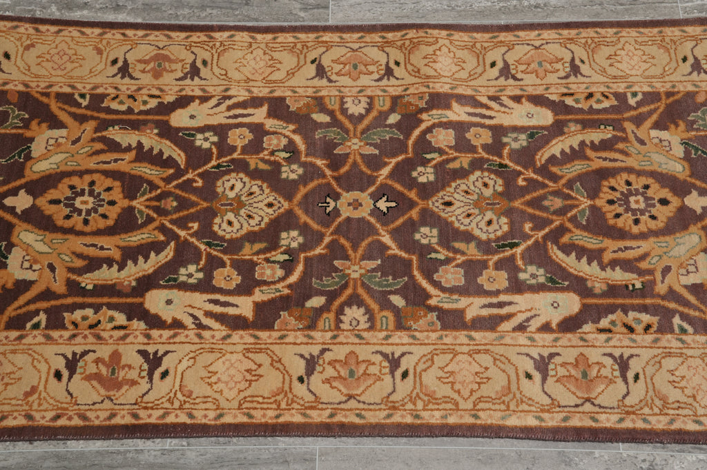 12 Feet Runner Chobi Peshawar Natural Wool Brown #S10-4486