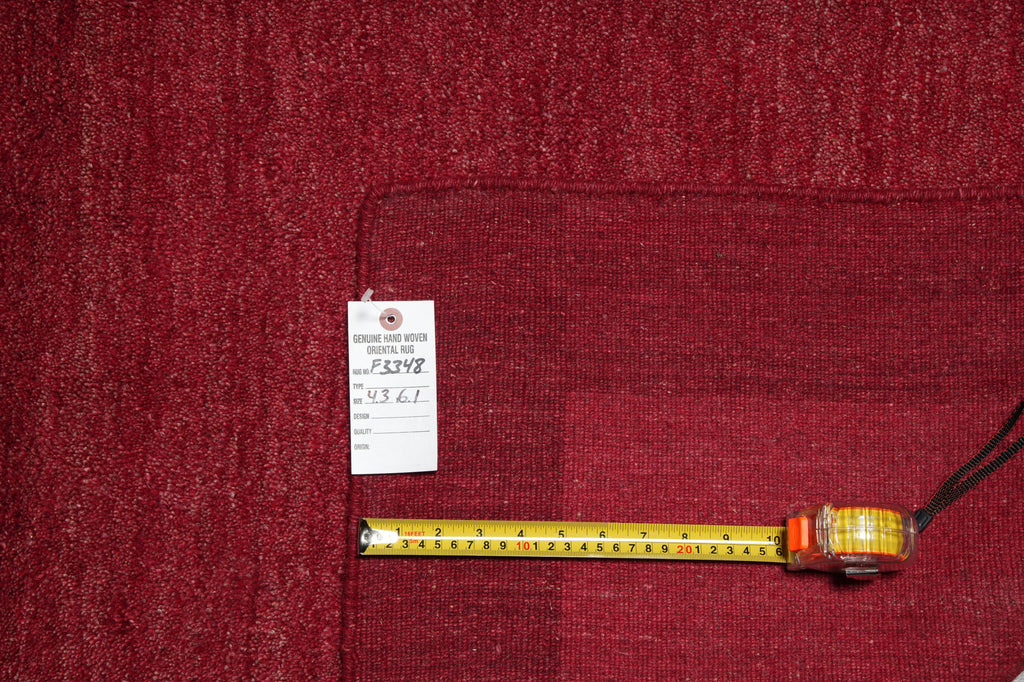 4.3 x 6 Plain Red Modern Wool Handmade Rug #F-3348