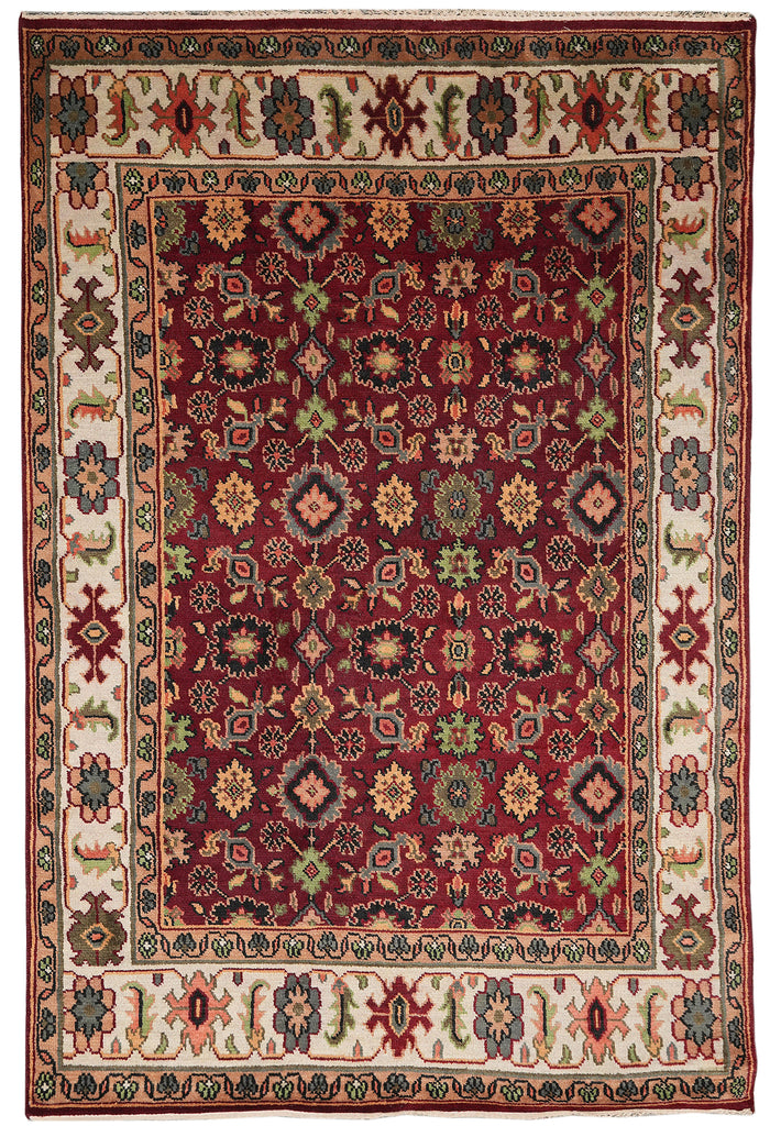 6 x 9.1 Handmade India Wool Mahal Rug #F-4445