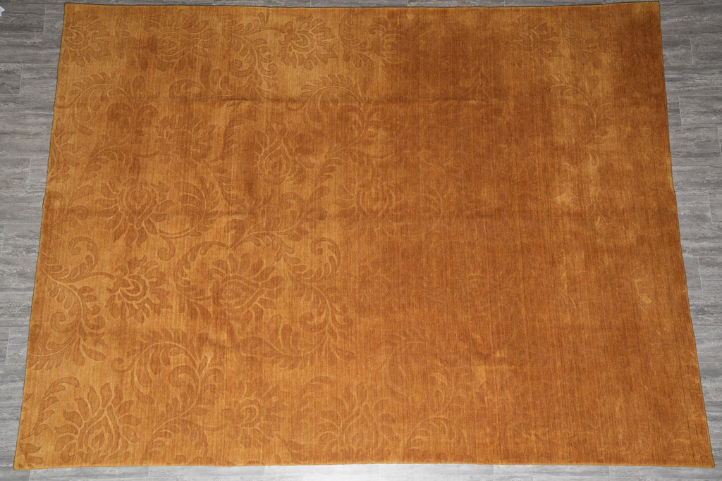 9 x 11.9 Contemporary  Solid Rust Colour Handmade Rug