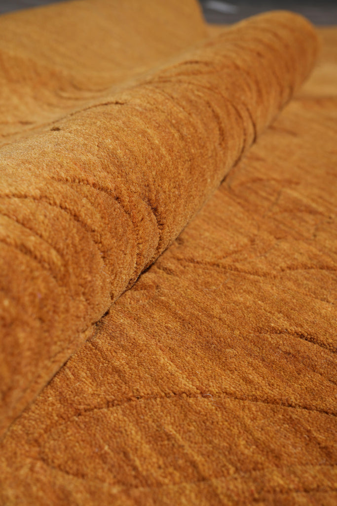 9 x 11.9 Contemporary  Solid Rust Colour Handmade Rug #F-6304
