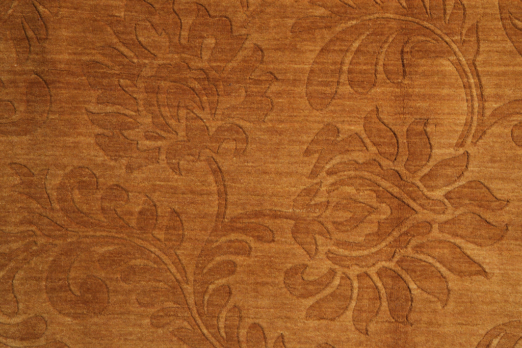 9 x 11.9 Contemporary  Solid Rust Colour Handmade Rug #F-6304