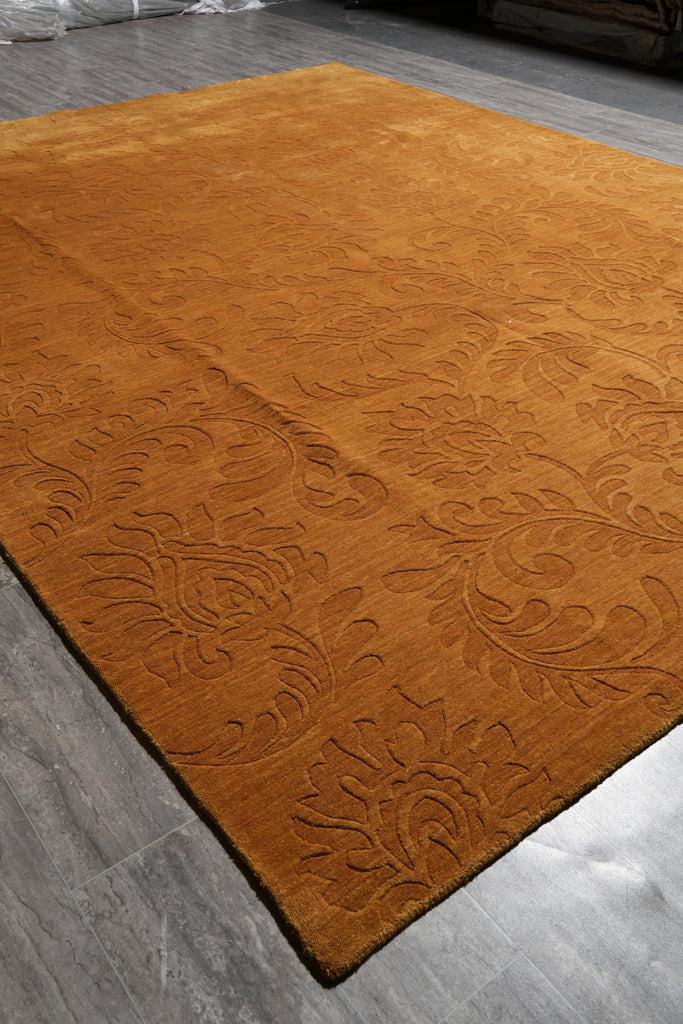 9 x 11.9 Contemporary  Solid Rust Colour Handmade Rug #F-6304