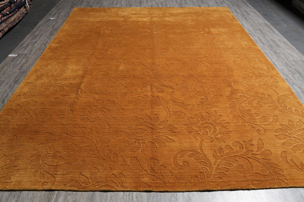 9 x 11.9 Contemporary  Solid Rust Colour Handmade Rug #F-6304