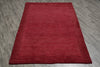 Load image into Gallery viewer, 4.3 x 6 Plain Red Modern Wool Handmade Rug #F-3348