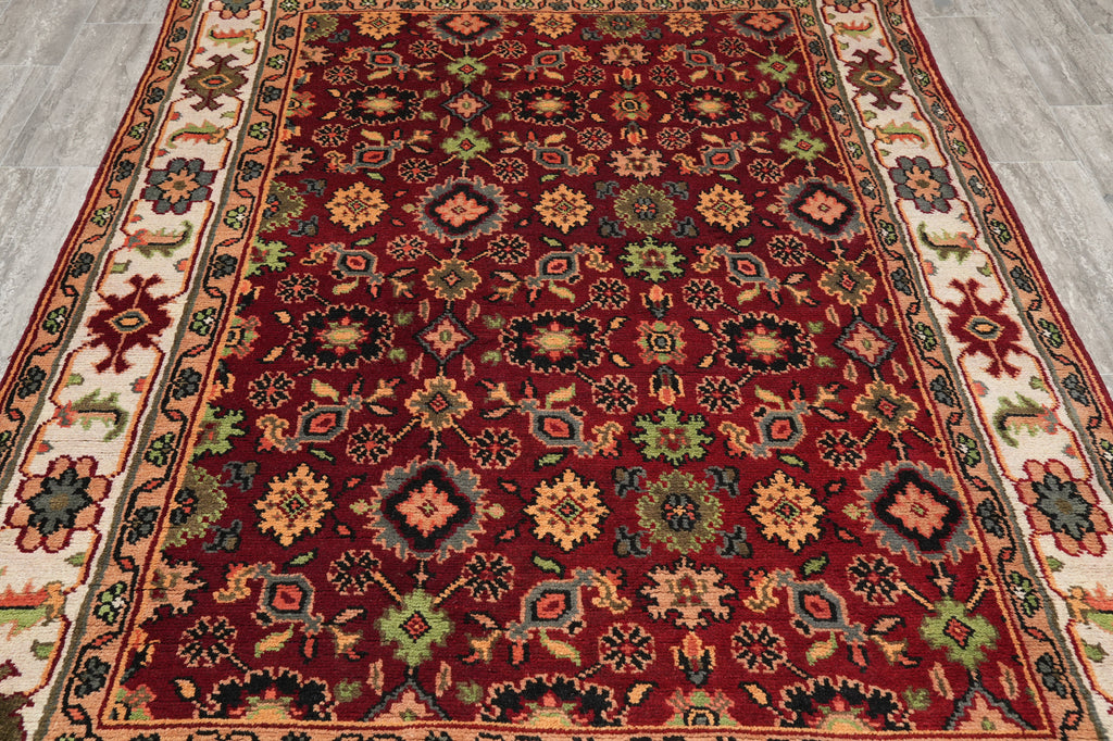 6 x 9.1 Handmade India Wool Mahal Rug #F-4445